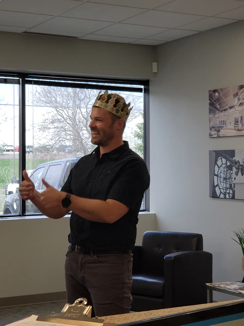 Chuck with a birthday crown